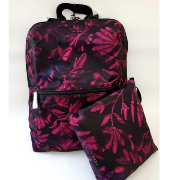 NEW TUMI 2pcs Floral Foldable Travel Backpack Bag - Picture 7 of 8